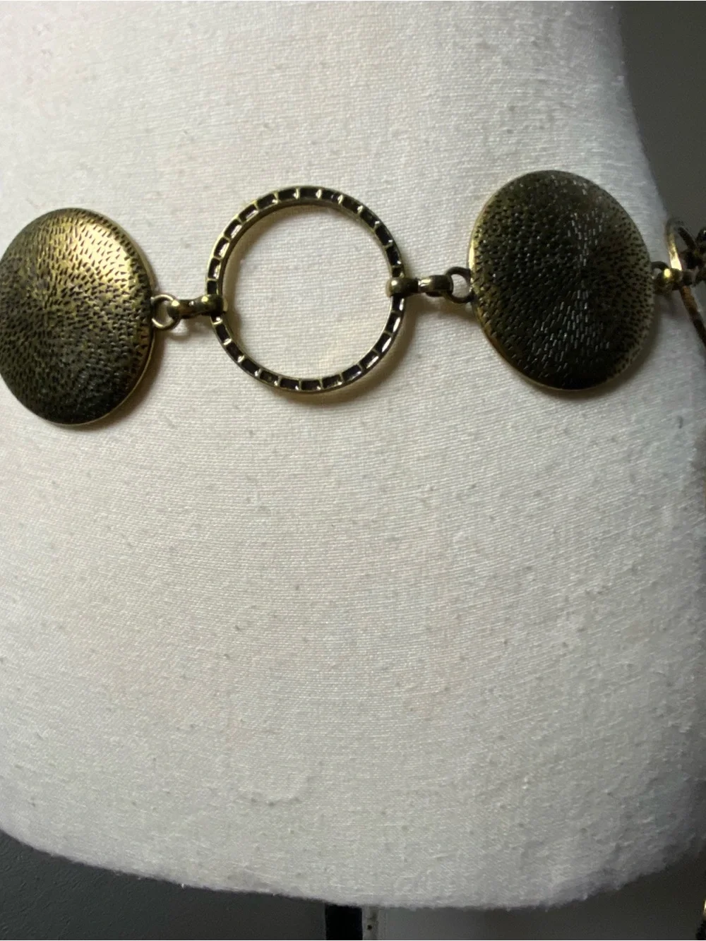 Vintage Antique Gold Etched Circle Chain Belt One Size